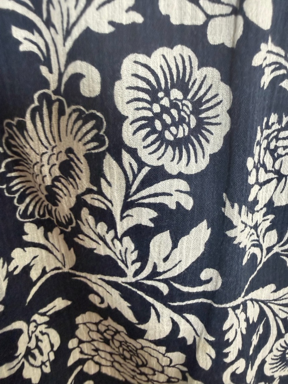 Eddie Bauer Navy Blue A-Line Skirt with Cream Floral Print Drawstring - Picture 6 of 8